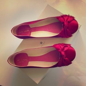 Kate Spade Peggy Flats Red Satin Bow Size 8.5